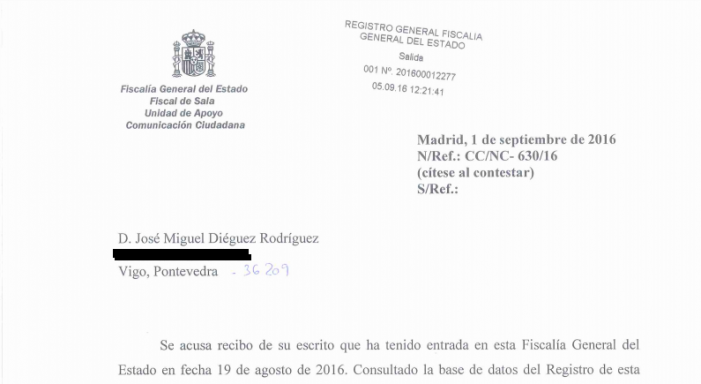 Miguel Dieguez, ex Podemos Galicia, nunca fue denunciado por Asociación Ve-La Luz según Fiscalía General del Estado