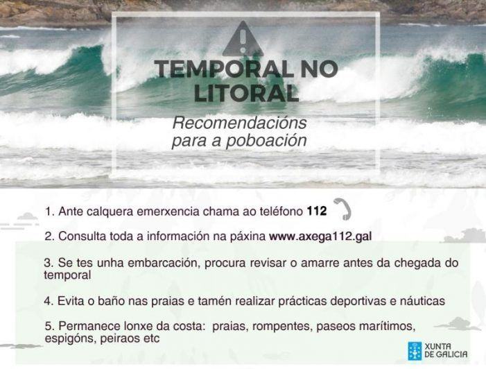 A Xunta alerta dun temporal de nivel vermello no litoral das provincias da Coruña e Lugo Escoitar A Xunta alerta dun temporal de nivel vermello no litoral das provincias da Coruña e Lugo Escoitar