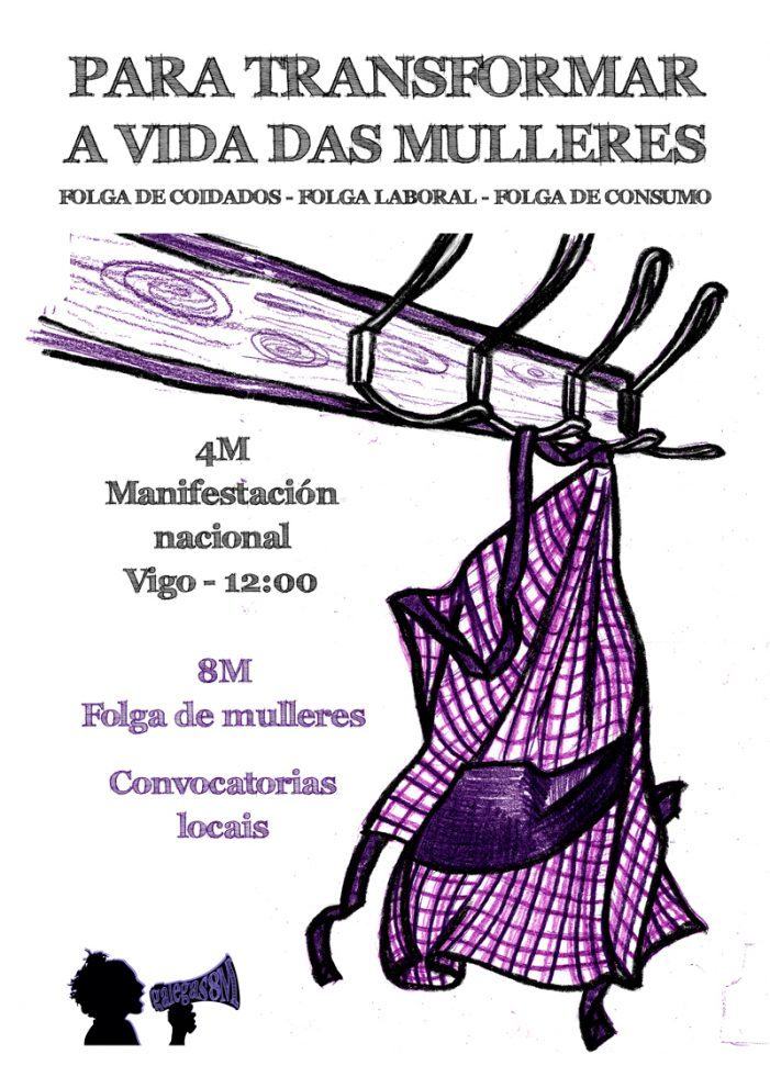 Vigo acollerá a manifestación nacional do Día das Mulleres o vindeiro domingo 4 de marzo.