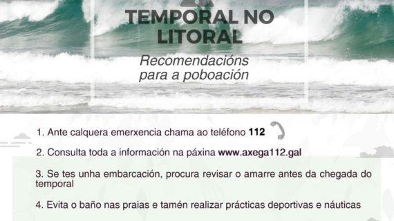 A Xunta activa a alerta laranxa por temporal costeiro no litoral da Coruña a partir desta madrugada