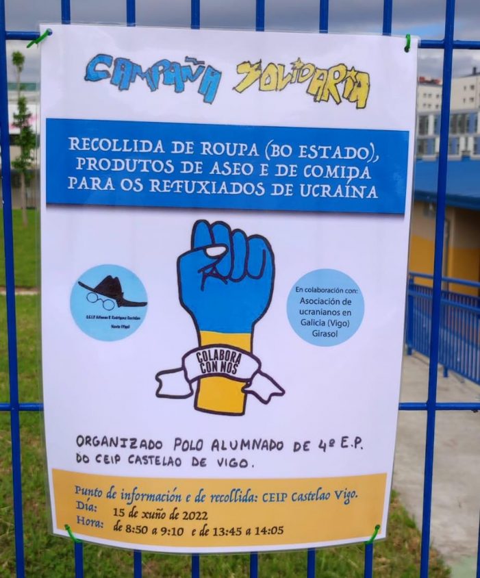 Éxito de la campaña solidaria de los niños del Colegio CEIP Castelao en favor de los refugiados de Ucrania en Vigo