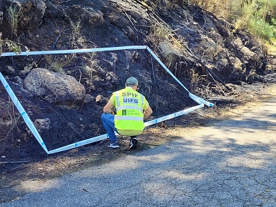 Efectivos de la UIFO localizan un artefacto incendiario en un conato ya extinguido en el distrito forestal XVIII (Vigo-Baixo Miño)