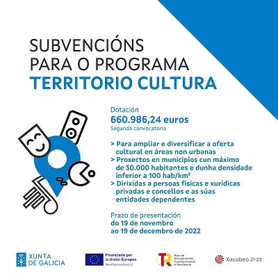 La Xunta abre la segunda convocatoria del programa ‘Territorio Cultura’, que eleva a cerca de 1,3 M€ la inversión en la dinamización del rural gallego
