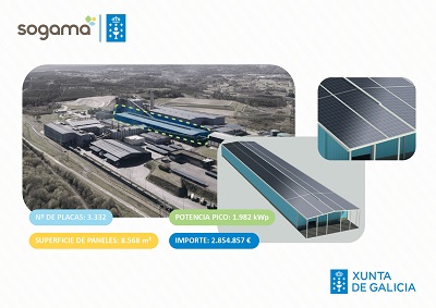 La Xunta adjudica por más de 2,8 M€ la instalación de paneles fotovoltaicos en el almacén de combustible del complejo de Sogama en Cerceda