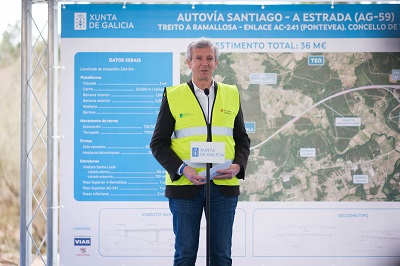 Rueda destaca “el buen ritmo” de las obras de ampliación de la autovía AG-59 que permitirá conectar Santiago y A Estrada en 10 minutos y sin pagar peajes